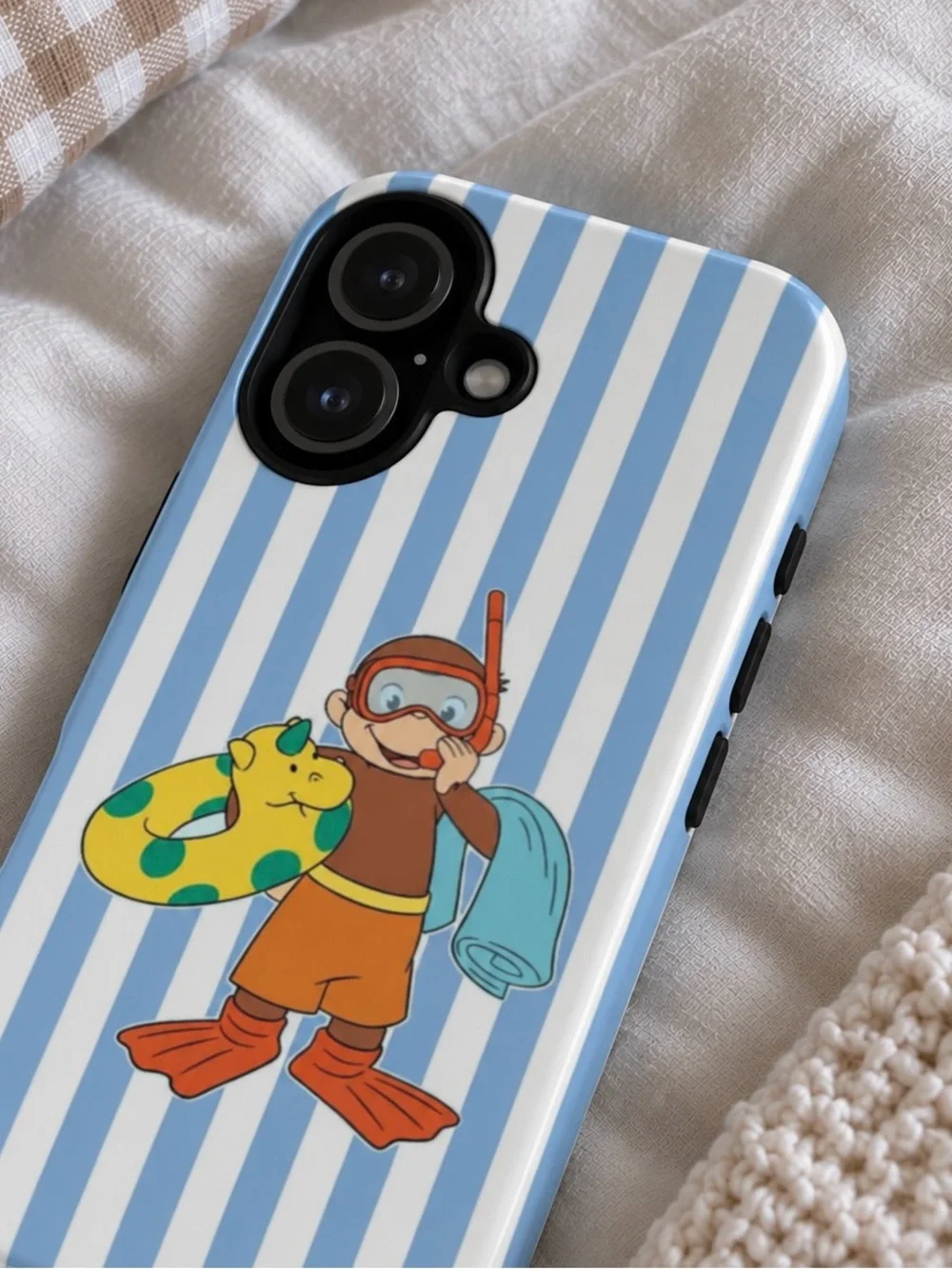 Cute Snorkeling Curious George Blue Tough Phone Case